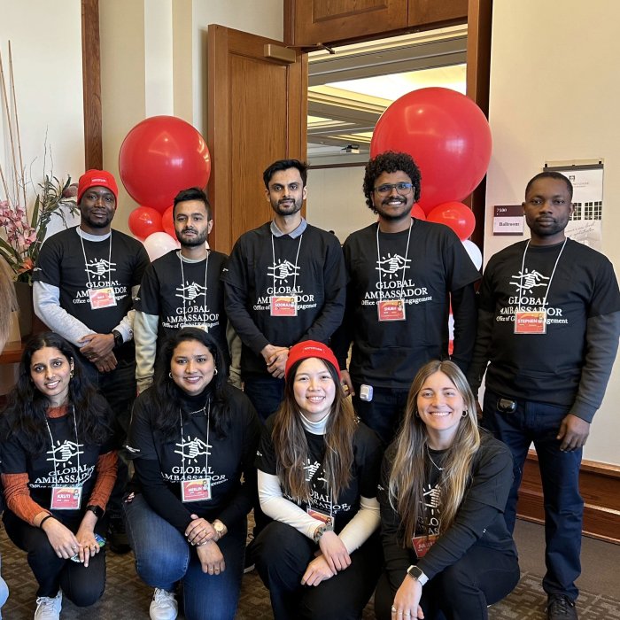 A group of global ambassadors for international student orientation.