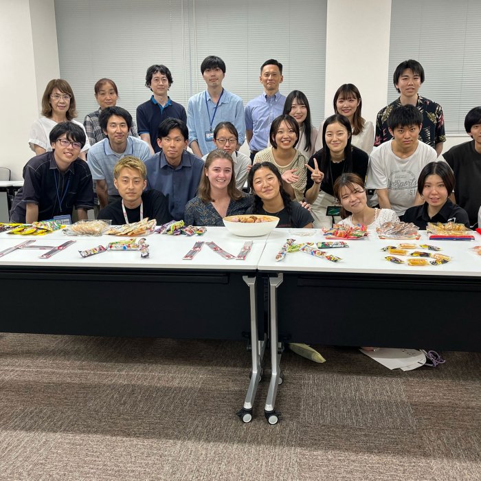 group at celebration for the end of their IRES trip