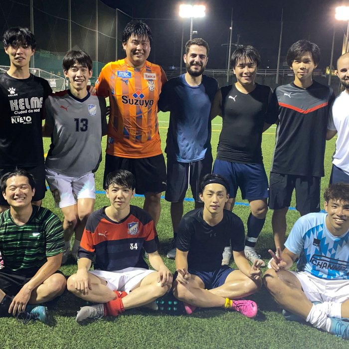group photo after playing soccer