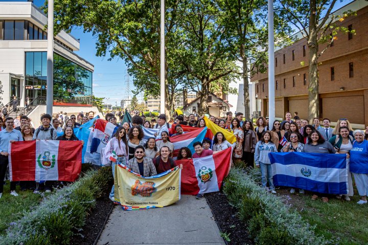 Group shot with Latin American Flags