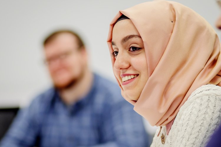 student focused in class