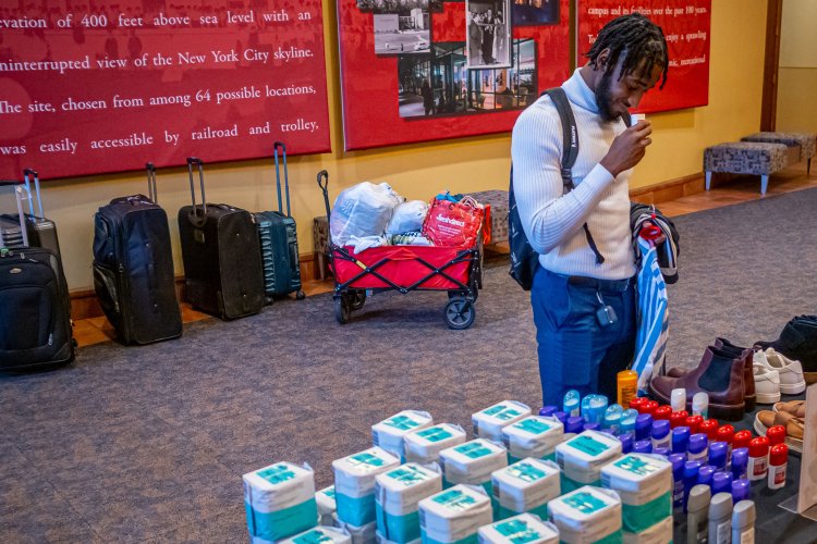 Student at Red Hawk Pantry tabling event
