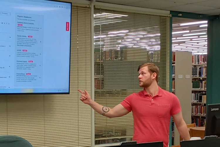 Librarian teaching a class