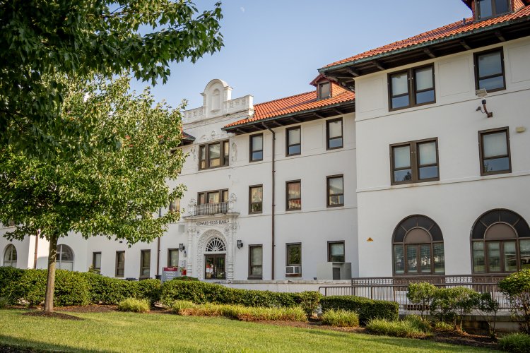 exterior shot of russ hall