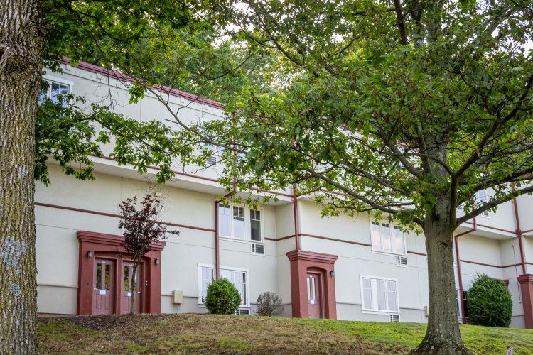 exterior shot of hawk crossing apartments