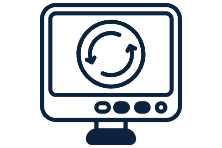Image of a computer with an update icon