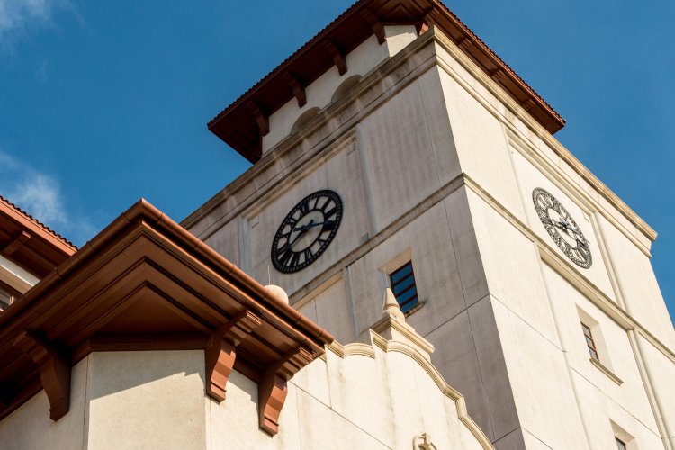 low angle view of the clocktower
