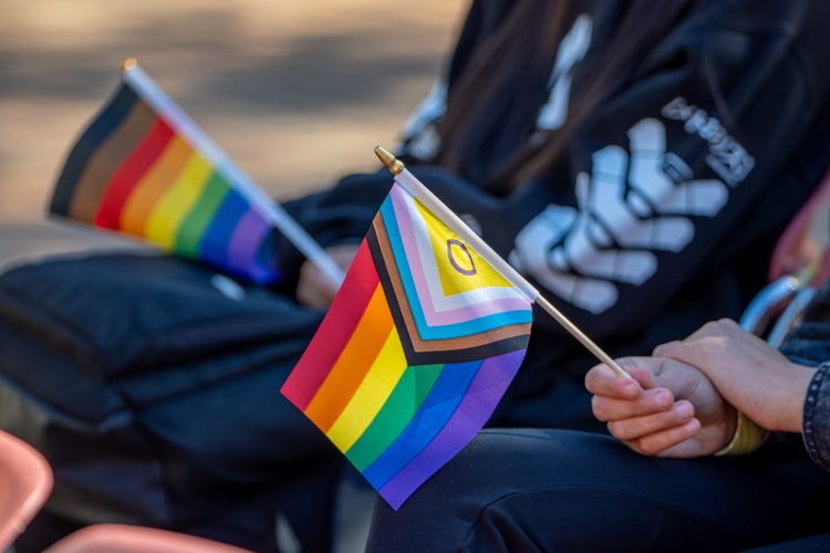 pride flags in hands