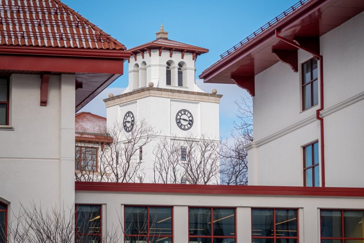 University Hall framed by Schmitt Hall and Center for Computing and Information Science walkway