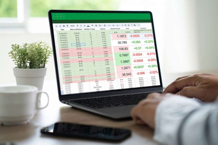 An open laptop with excel sheet 
