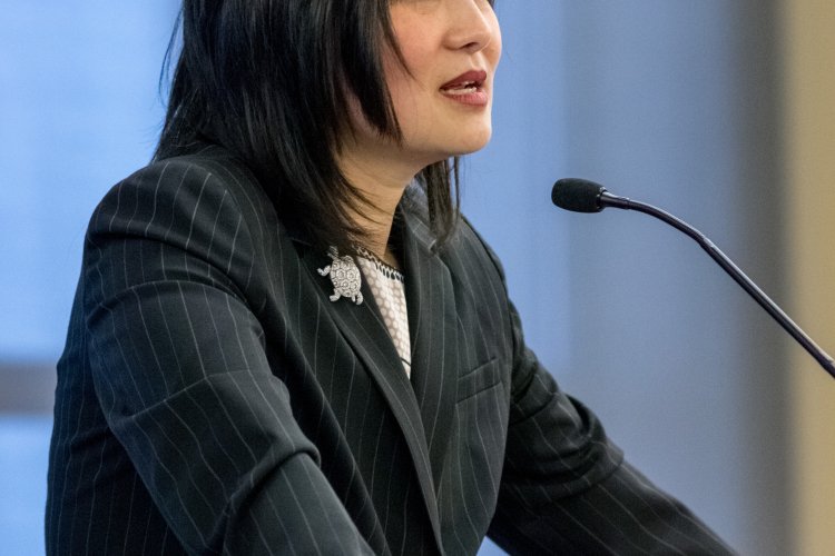 Speaker at lecturn