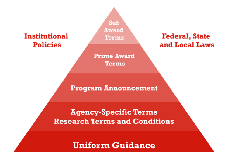 diagram displaying the hierarchy of laws and regulations for federal and institutional policy
