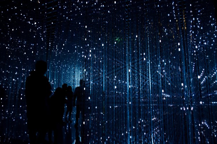 digital dark grid and human silhouettes 