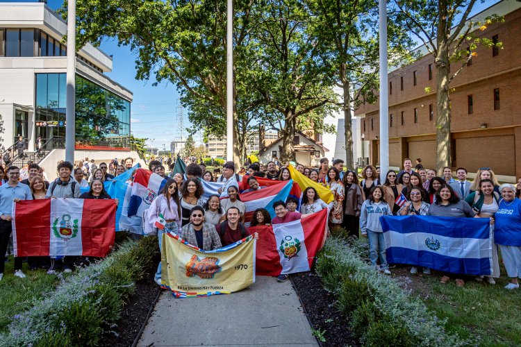 Group shot with Latin American Flags