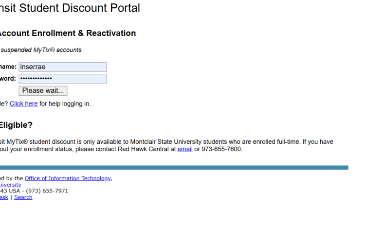 Screenshot of NJ Transit Discount Portal