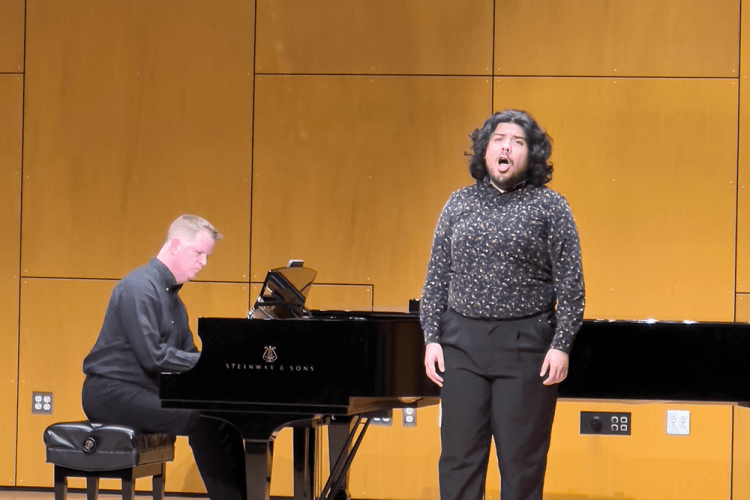 Voice performer on stage with collaborative pianist