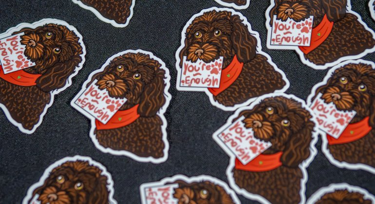 collection of pebbles stickers that say you are enough