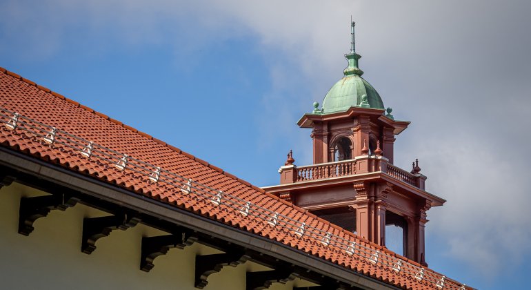View of the bell tower on campus