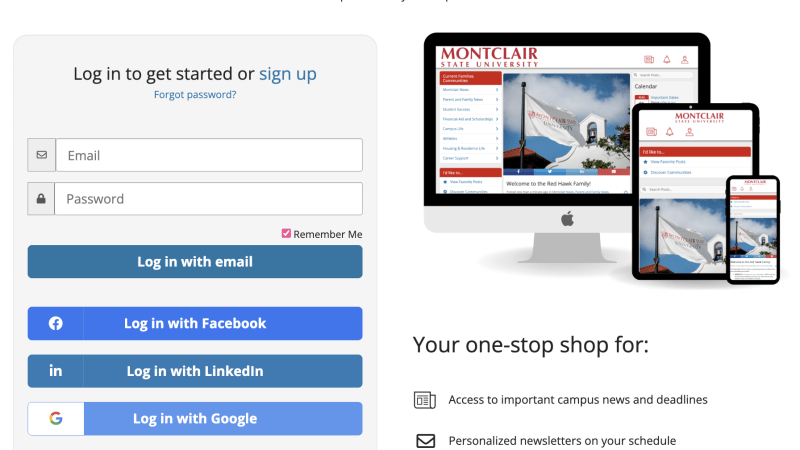 A sign in page with an image of a monitor, ipad, and an iphone. 