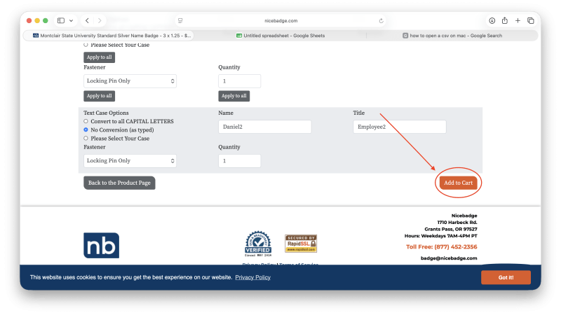 Adding to Cart Nice Badge
