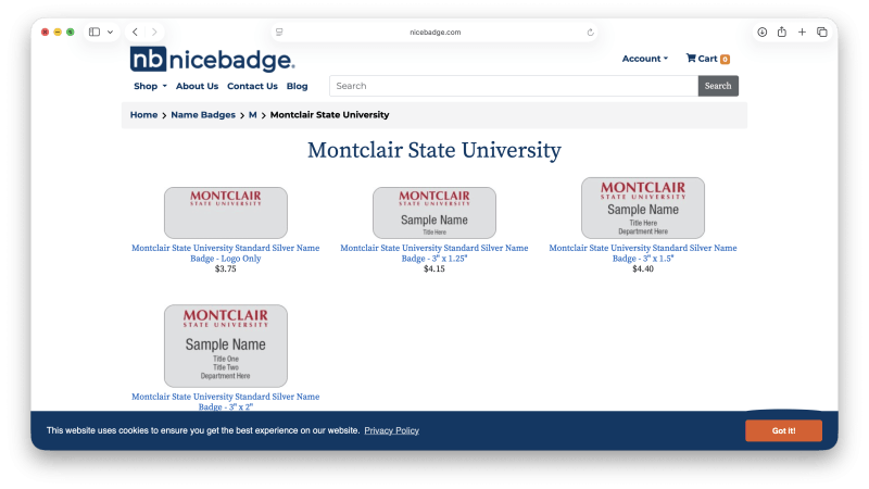 Options of different Badge Options.