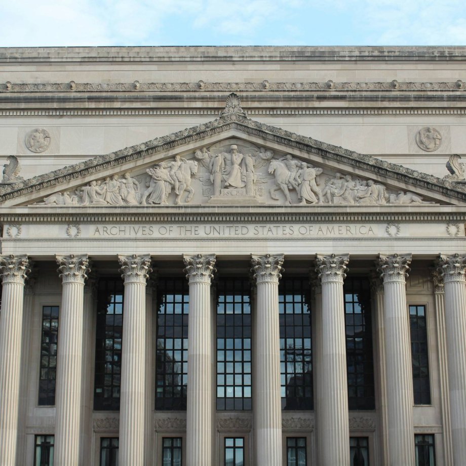 Exterior of the National Archives Building in Washington, D.C.