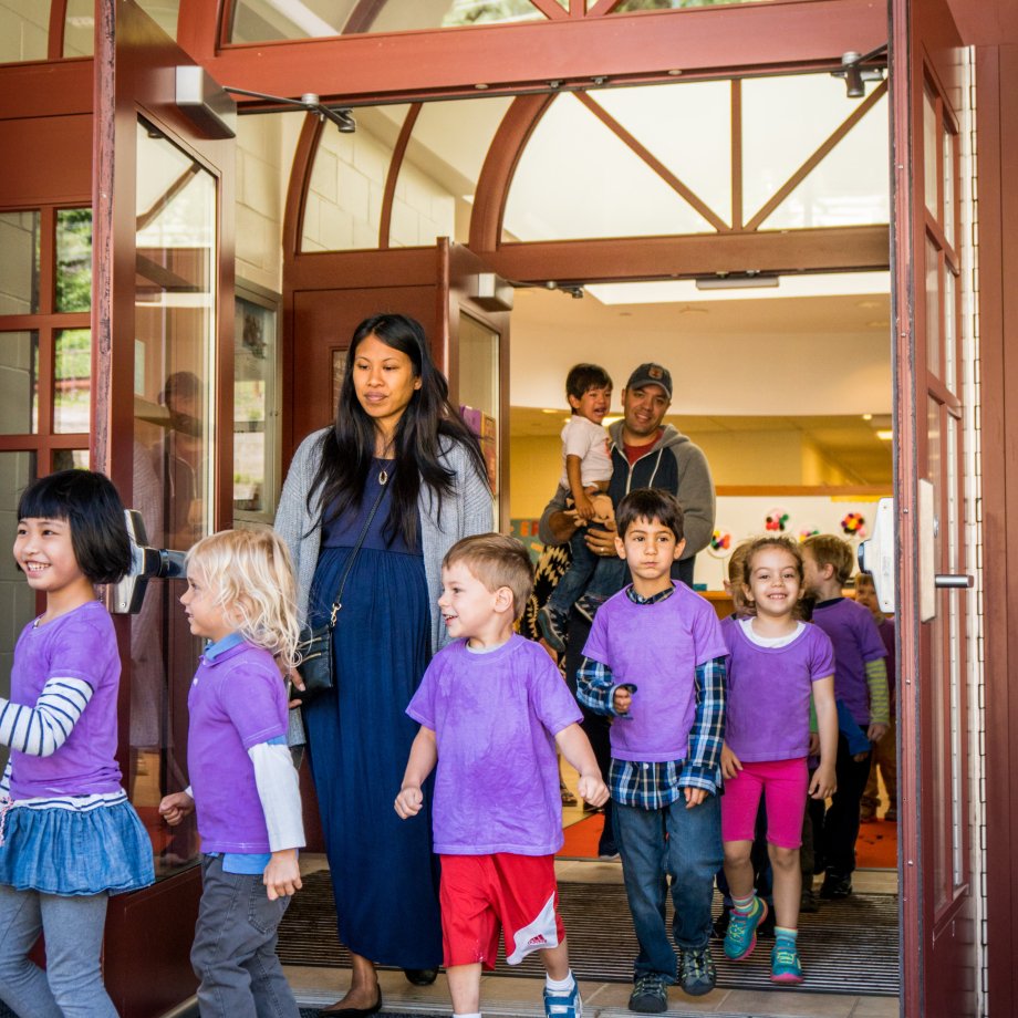 children walking outside