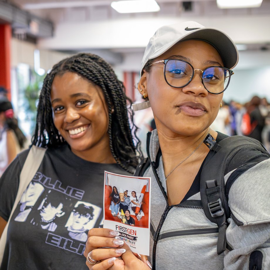 students at first gen block party