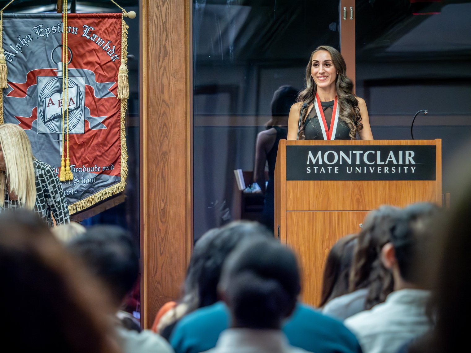 AEL President Dina Leotsakas addresses new inductees.