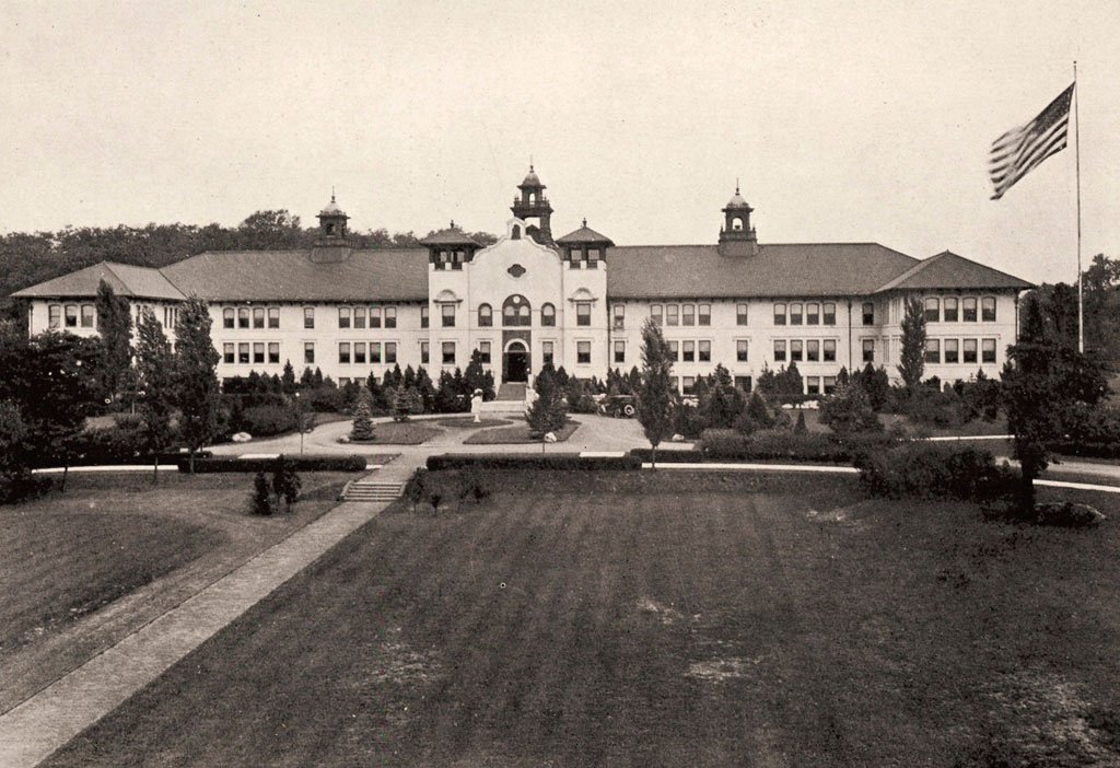 archival photo of college hall from founding