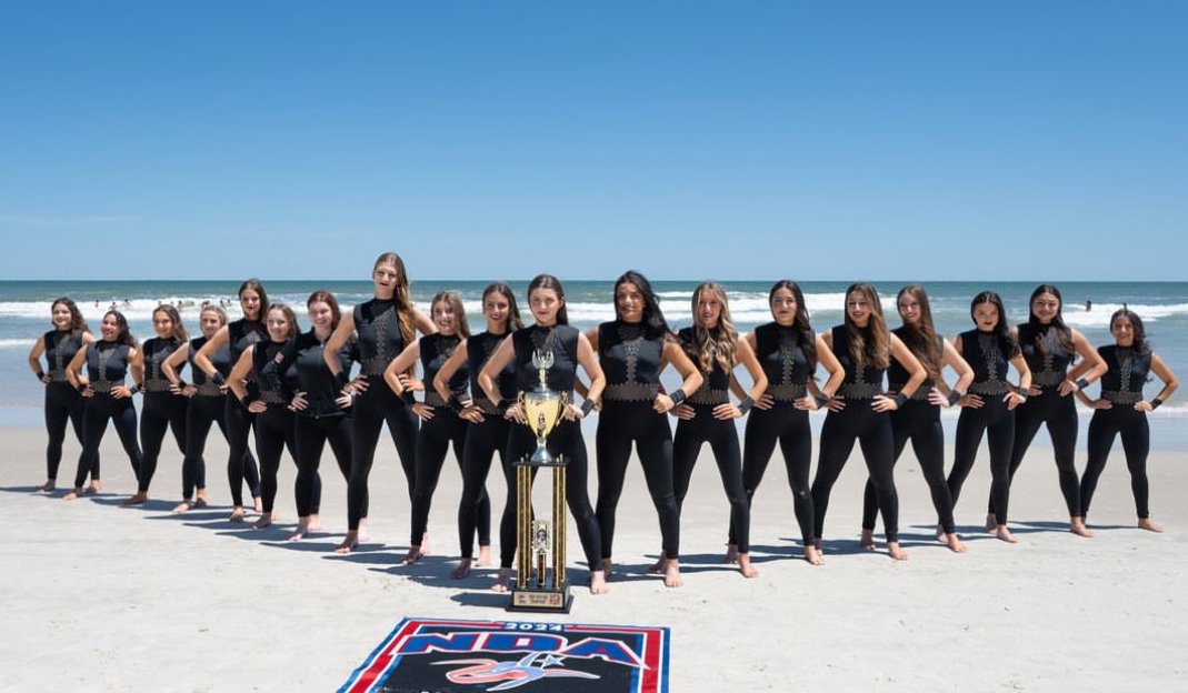 Montclair’s Dance Team stands in formation in Dayton Beach, Florida.