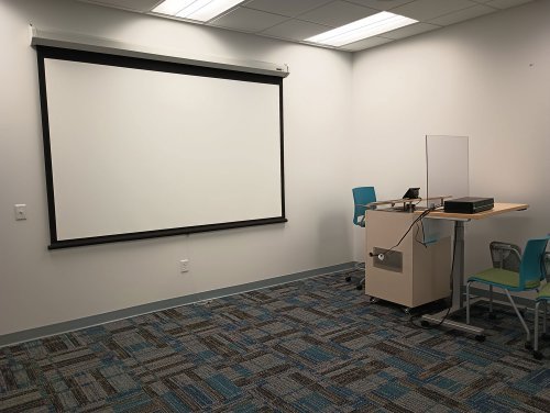 white board and lectern in classroom