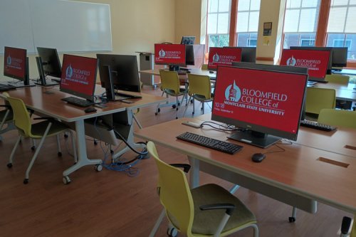classroom with computers