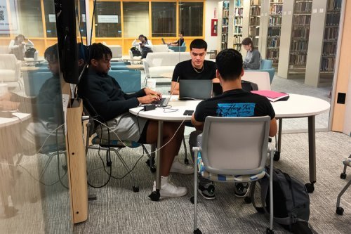 3 students in a study pod