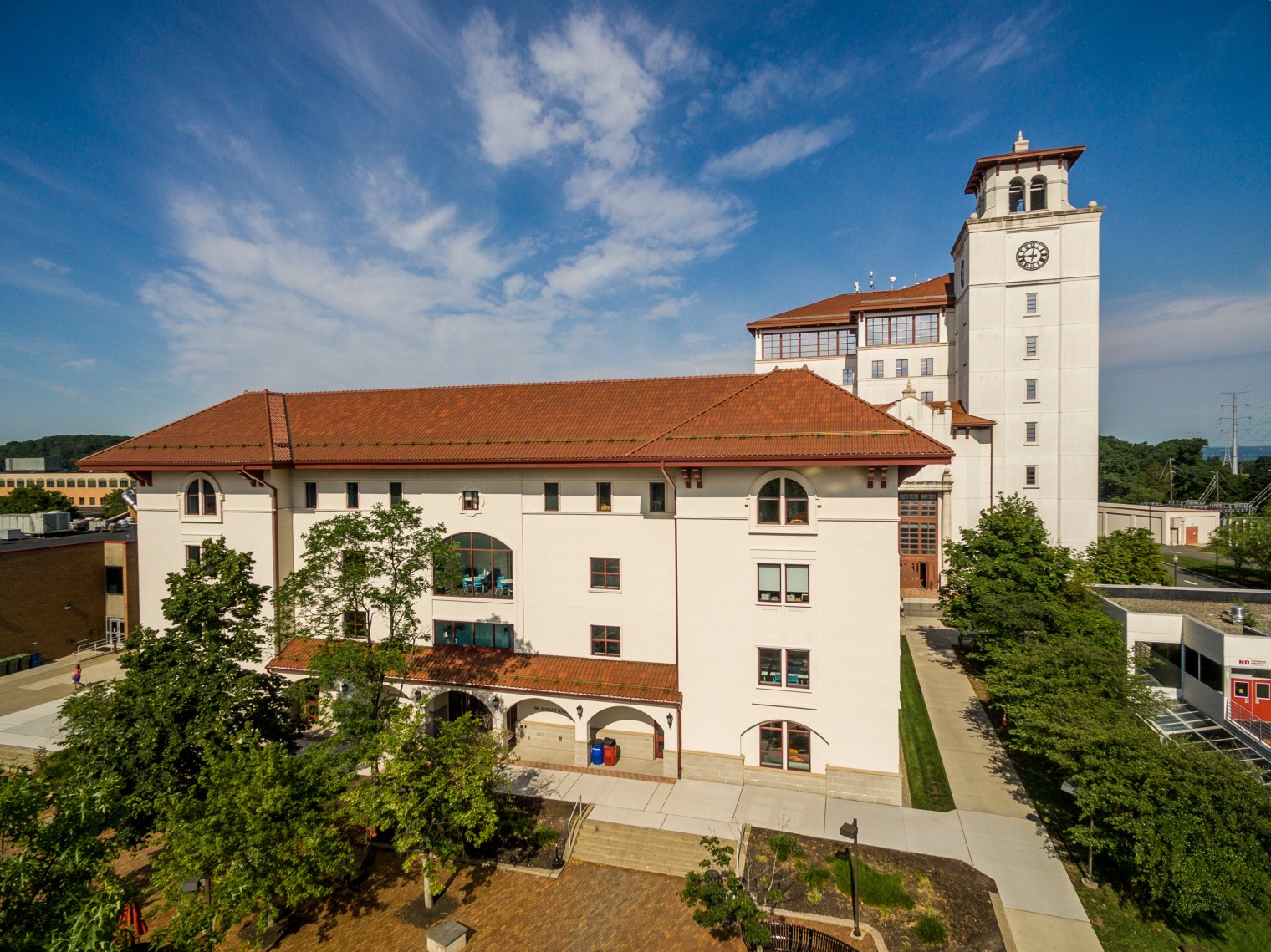 Wide shot of campus building.