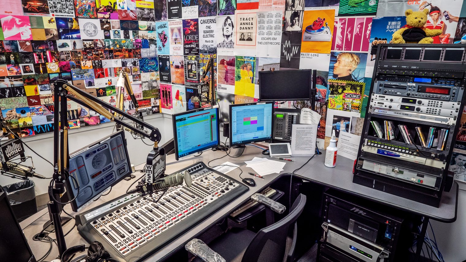Empty radio broadcast studio.