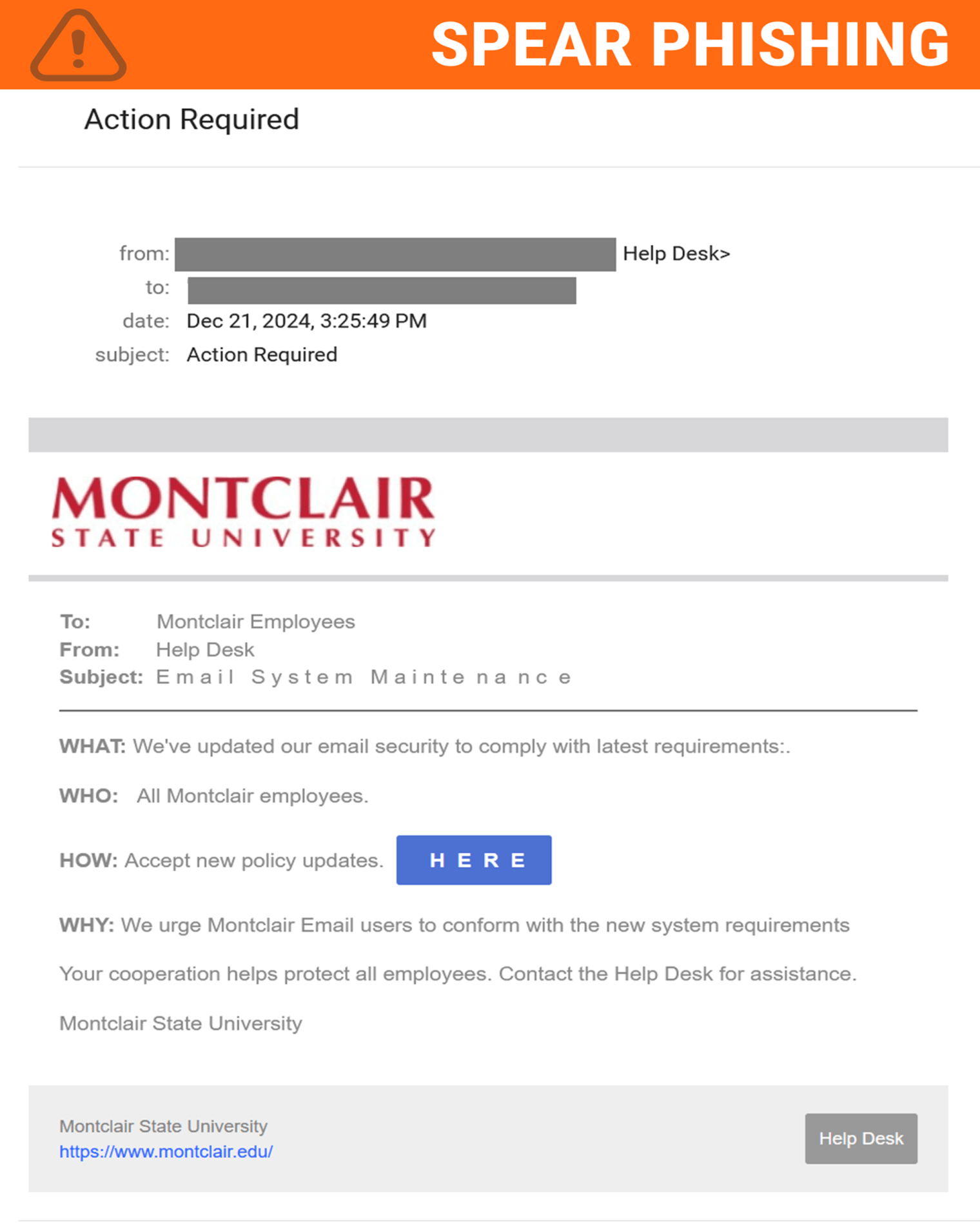Screenshot of phishing email posing as IT regarding email maintenance.