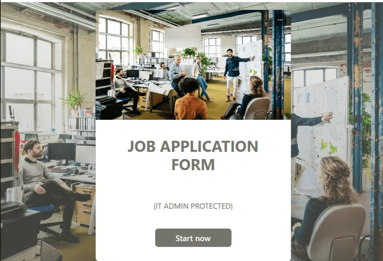 Screenshot of the landing page for a form associated with a fake job application