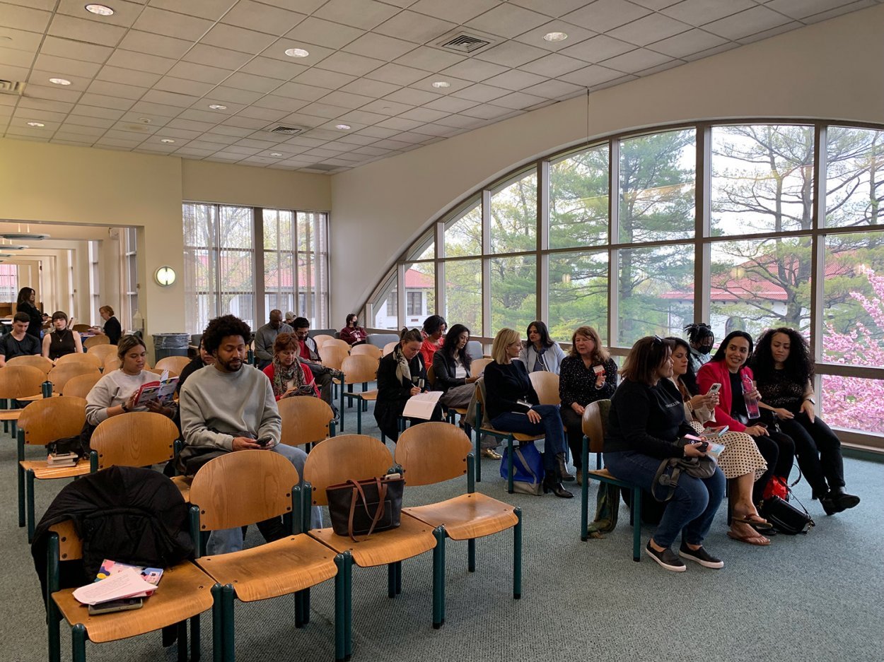 audience watching book talk