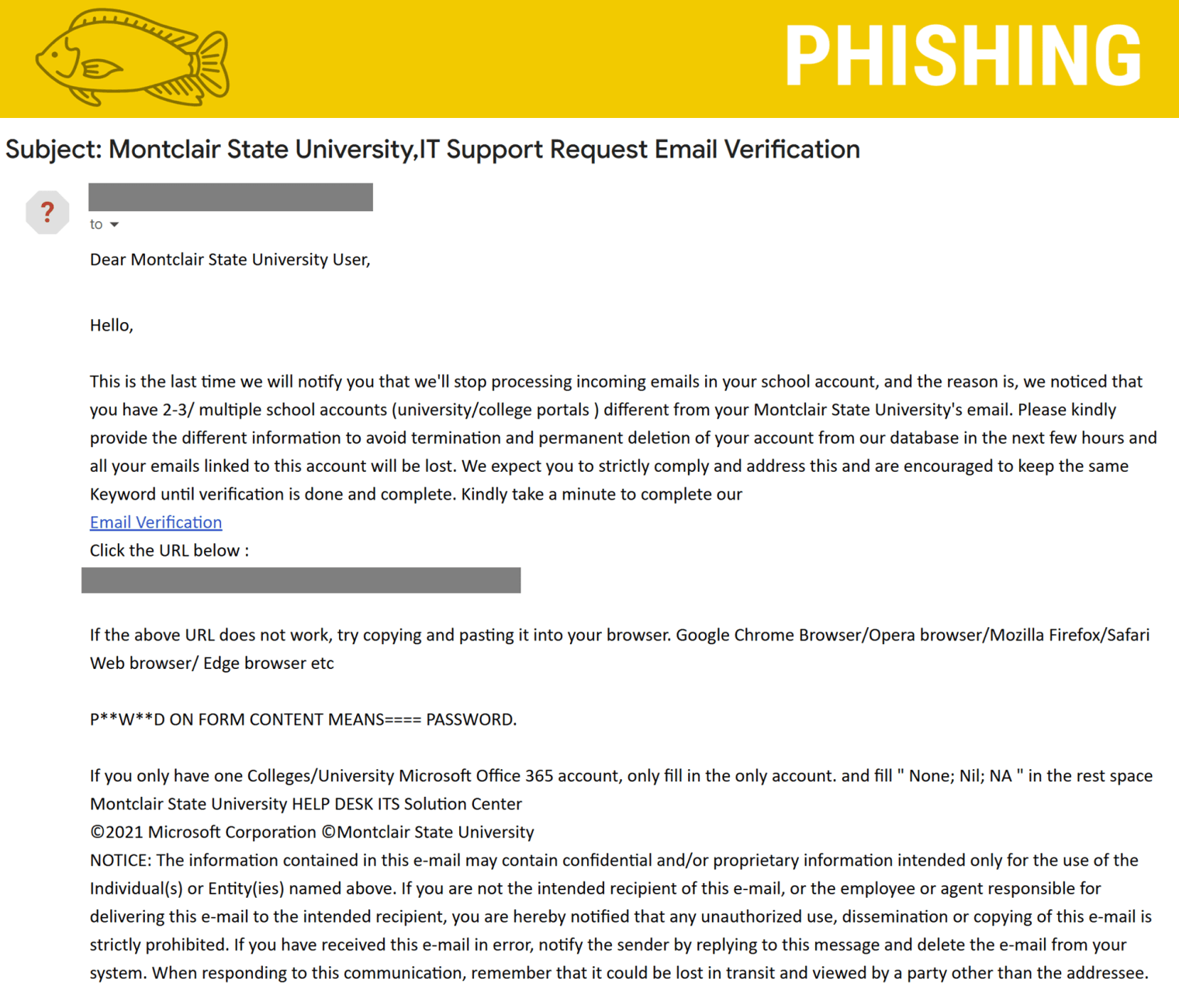 Screenshot of a phishing email posing as IT stating your email will be deleted.