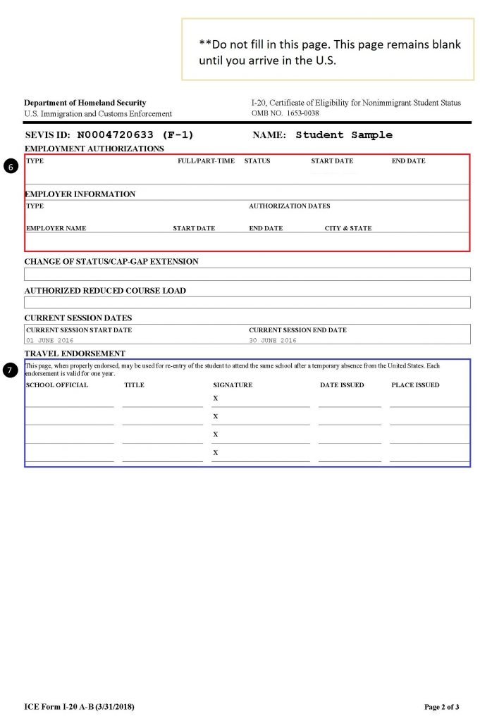 page 2 of the I-20