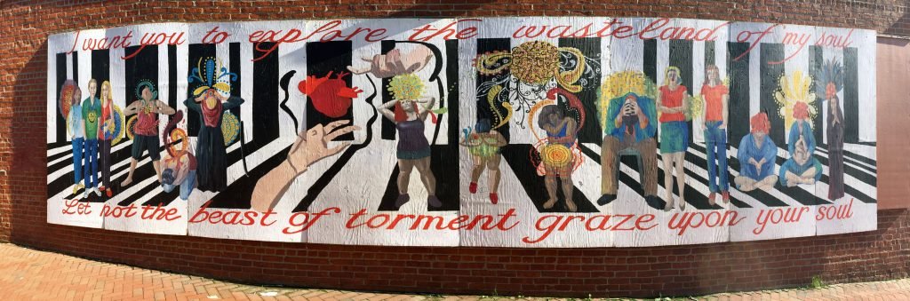 Photograph of the mural painted as part of the Mural Project taken in 2018. 
