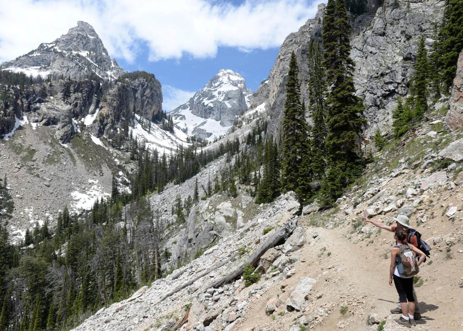 students hiking a trail at Grand Teton