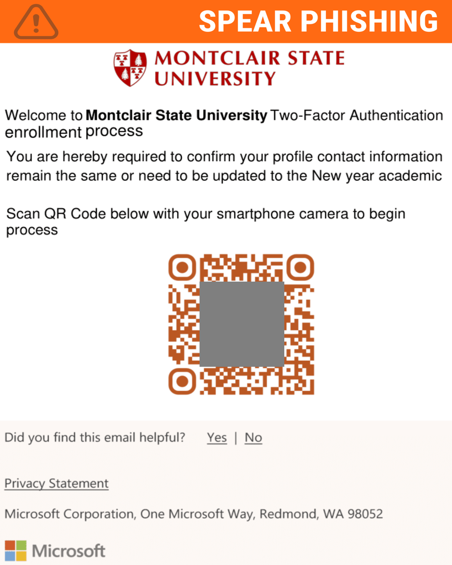Screenshot of a phishing email posing as a 2FA enrollment process.
