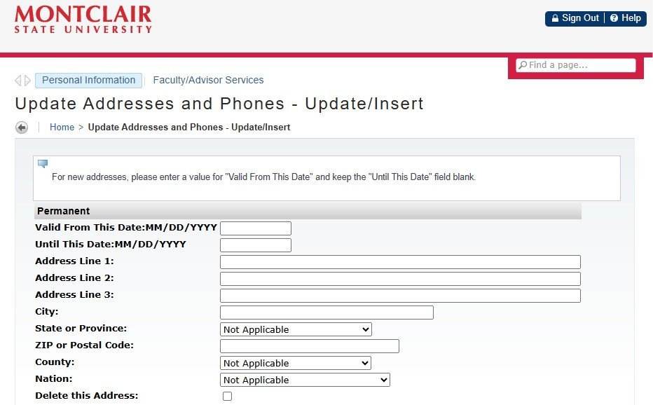 A screenshot of the NEST portal on the address input page.