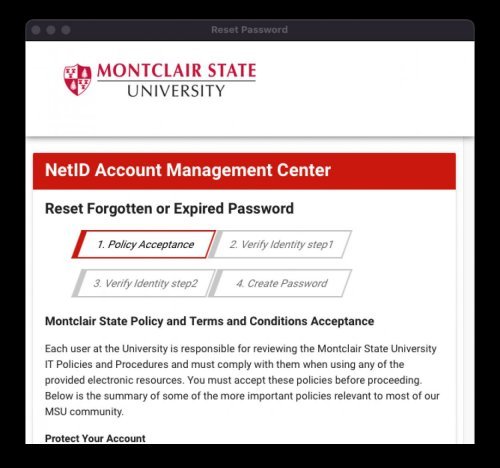 montclair netid account management center page