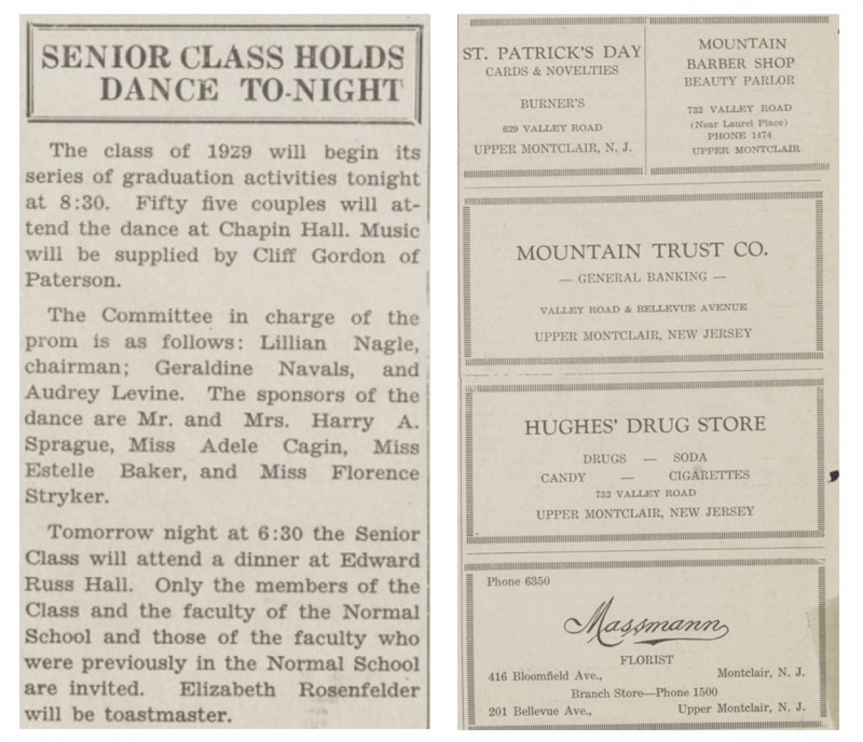 newspaper clippings of advertisements