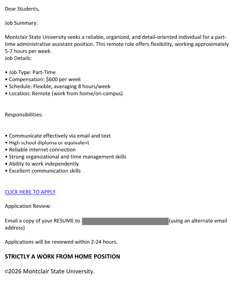 Screenshot of the attachment associated with submission job offer phish