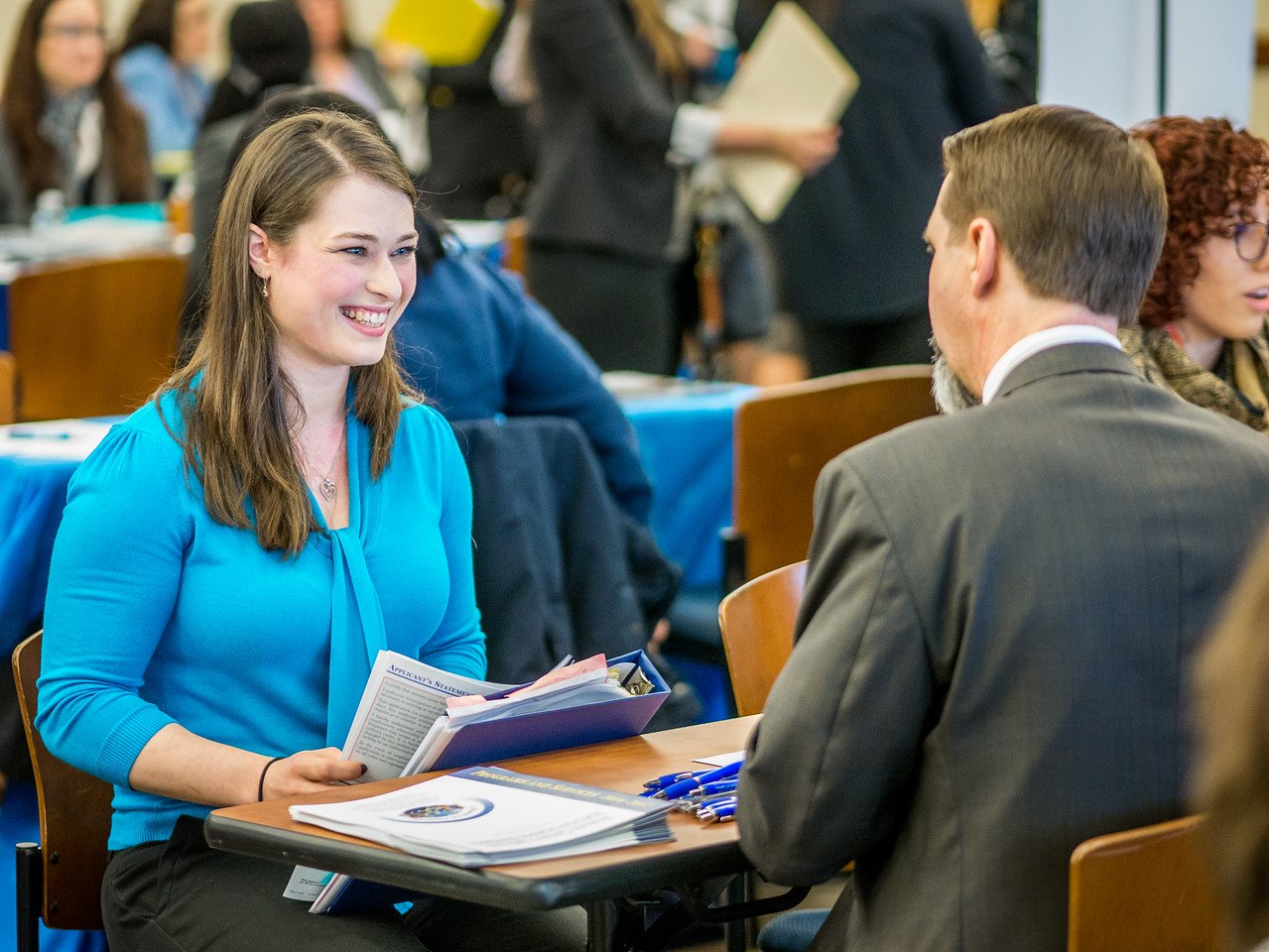 Student meeting with employer