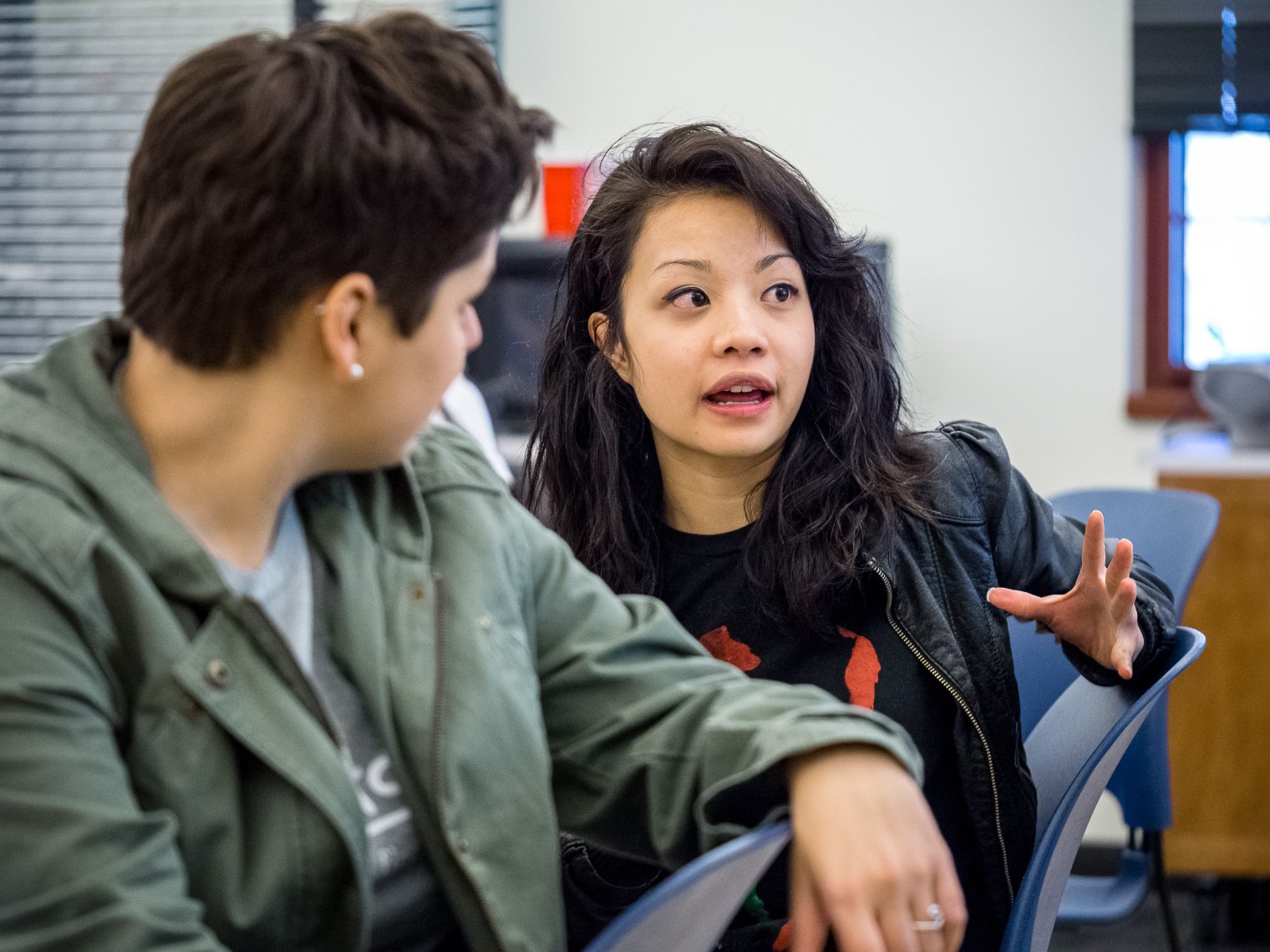 Two students in a classroom